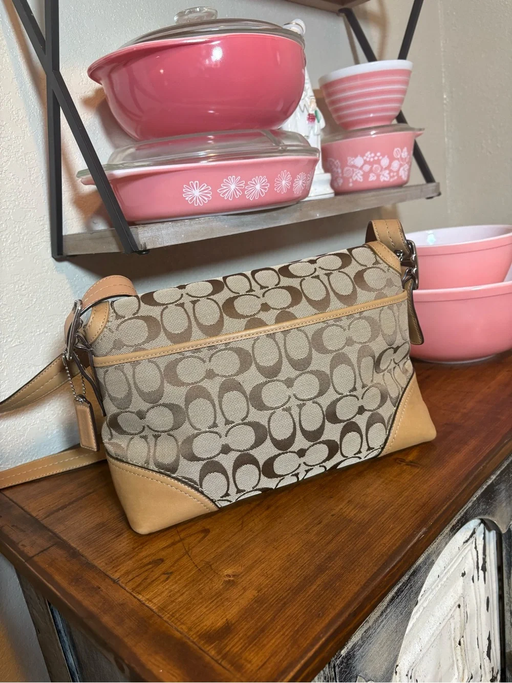 Coach Hamptons Signature Turnlock Shoulder Flap Bag 2008